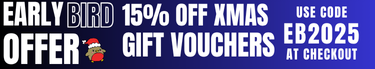 early bird xmas gift voucher. 15% off all xmas gift vouchers. EB2025. Enter at checkout